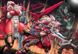 battle big_breasts chains draenei drusilla_toscano elf fire horns huge_breasts latex massive_breasts red_skin shadney shadney_shadowrunner sword warrior world_of_warcraft