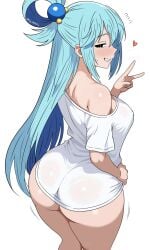 1girls almost_naked almost_nude aqua_(konosuba) ass ass_focus ass_out asscheeks augusketchs big_ass big_butt big_thighs blue_eyes blue_hair booty breasts butt_focus cheeky_smile curvaceous curvy curvy_female curvy_figure cute cute_face cute_female fat_ass fat_butt female female_focus female_only goddess hand_on_hip heart hips hourglass hourglass_figure hourglass_figured_female kono_subarashii_sekai_ni_shukufuku_wo! konosuba legs light-skinned_female medium_breasts nipple_bulge no_panties pale-skinned_female pale_skin peace_symbol practically_nude round_ass round_butt see-through_clothing sexy sexy_body sexy_female shoulder_exposed sideboob slim_waist solo solo_female solo_focus thick_legs thick_thighs tiny_waist voluptuous voluptuous_body voluptuous_female wide_hips wide_thighs