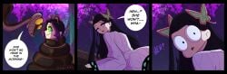 1boy 2girls black_hair butterfly_hair_ornament coiling coils comic confused crossover demon_slayer demon_slayer_uniform drooling eastern_and_western_character english_text fat_tits femsub hair_intakes hair_ornament hypnosis jungle kaa kaa_eyes kimetsu_no_yaiba kimono kochou_kanae kochou_shinobu large_breasts long_hair maledom mind_control mindless nipples open_mouth orkart outdoors purple_hair short_hair smile snake surprised the_jungle_book topless
