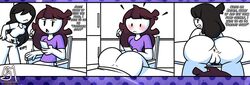 ass asshole black_hair blush blushing brown_hair cellphone dialogue female_pubic_hair incest jaiden jaiden_animations jaidenanimations jaidens_mom minicomic nude_female pants_pulled_down pubic_hair pussy semidraws tagme text youtube youtuber yuri