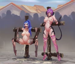 2girls after_sex arms_behind_back au_ra ball_gag blue_hair bondage breasts cum cum_in_ass cum_in_mouth cum_in_pussy cum_inside cum_on_body cum_on_breasts decima feet female femsub final_fantasy final_fantasy_xiv gag garlean group huge_breasts large_breasts lynazf mascara multiple_girls multiple_subs nipples nude party_wipe pink_hair pregnant public public_sex public_use ripped_clothing sin_faye stockings straight thick_thighs thighhighs thighs xaela