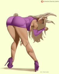 1girls alternate_version_available armwear ass asshole bent_over breasts dress female female_focus female_only hell904 high_heels looking_at_viewer miruko my_hero_academia no_panties panties platform_heels purple_armwear purple_dress purple_high_heels pussy rumi_usagiyama solo solo_female solo_focus