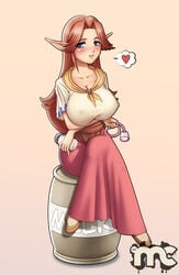 1girls big_breasts bowser_brooch cleavage cremia happy_female hylian majora's_mask malon milk milk_bottle milk_jug milking_machine nipple_bulge no_bra ocarina_of_time the_legend_of_zelda