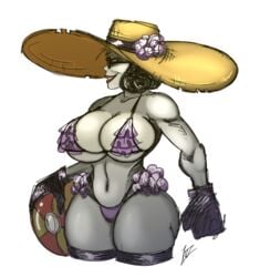 alcina_dimitrescu bikini boobs capcom g-string high-waisted_thong purple_g-string purple_thong resident_evil resident_evil_8:_village sandmano_(artist) sketch summer thong thong_bikini