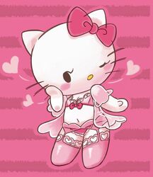 1girls anthro female furry_only heart hello_kitty hello_kitty_(character) hello_kitty_(series) kitty_white lingerie minus8 no_humans sanrio tagme wink