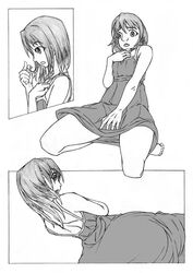 1girls age_progression ass ass_expansion breast_expansion breasts comic female female_only monochrome sephzero sequence solo solo_female