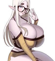 ass big_ass big_breasts blonde_hair blue_eyes breasts bursting_breasts busty carameline_(dskn) dskn elf elf_ears elf_female female female_focus female_only hourglass_figure huge_breasts large_breasts long_hair pinup pinup_pose pointy_ears pose posing thick_thighs tight_clothing wide_hips