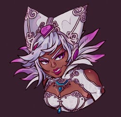 alternate_breast_size breasts bust cia_(the_legend_of_zelda) cleavage dark-skinned_female dark_skin hyrule_warriors lipstick makeup purple_eyes the_legend_of_zelda tj3star white_hair