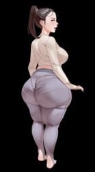 1girls ass bamboo_ale big_ass big_breasts big_butt bottom_heavy bubble_ass bubble_butt butt fat_ass female female_only large_ass large_breasts leggings looking_back original original_character ponytail rear_view round_ass solo solo_female thick thick_ass thick_thighs tight_clothing voluptuous wide_hips