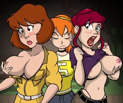 3girls 4kids_entertainment april_o'neil april_o'neil_(tmnt_1987) april_o'neil_(tmnt_2003) april_o'neil_(tmnt_2012) areolae artist_request big_breasts breast_grab breasts breasts_out brown_eyes brown_hair busty cbs_(broadcasting_company) closed_eyes colored crossover edit female female_only fondling_otherself ginger_hair green_eyes groping groping_breasts groping_from_behind human human_only jumpsuit large_breasts lezdom lezsub light-skinned_female light_skin multiple_girls multiple_persona multiversal_counterpart_grouping nickelodeon nipples open_mouth orange_hair pink_lips pink_lipstick red_hair red_lips red_lipstick risenhentaidemon selfcest silly_face small_breasts suprised suprised_look surprised teenage_mutant_ninja_turtles thong tmnt_1987 tmnt_2003 tmnt_2012 unhappy_female whale_tail yuri