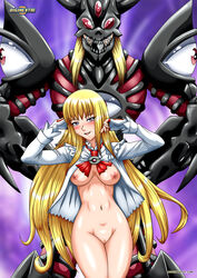 bandai_namco blonde_hair blush blush_stickers blushing breasts crossover digihentai digimon digimon_(species) digimon_frontier digimon_world digimon_world_re:digitize duskmon emilie_de_rochefort eyeball eyes_on_chest female female_focus hourglass_figure human humanoid male medium_breasts mostly_nude nipples purple_eyes pussy red_eyes smile smiling tekken vagina web_address white_clothing white_gloves wide_hips