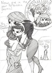 disney female human ikami kim_possible kimberly_ann_possible male monochrome multiple_females pussy ron_stoppable shego straight_hair tagme yuri