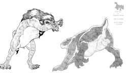 2008 animal bronx_(gargoyles) crossover disney feral feral_only gargoyles lion male_only monochrome penis scar_(the_lion_king) testicles the_lion_king