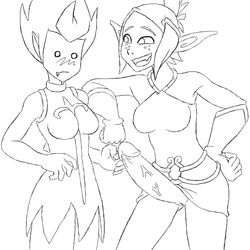 1futa 1girls ankama clothes erection evangelyne female futa_sans_balls futa_with_female futanari intersex monochrome penis pointy_ears pussy rule_63 simple_background smile tristepin vulva wakfu white_background