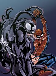 2boys anal arms_up ass blood blush cum cum_in_ass cum_inside erection forced_yaoi gay licking long_longue male male_only male_urethral_insertion malesub marvel marvel_comics penile_urethral_insertion penis peter_parker rape restrained spider-man spider-man_(series) symbiote tear tentacle_on_male tentaclejob torn_clothes urethral_insertion used venom venom_(marvel) wrist_grab yaoi