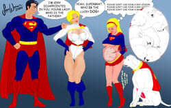 2girls anilingus animal blonde_hair blush breasts dc dc_comics embarrassed feral_on_female hair interspecies_pregnancy kara_danvers kara_zor-el kara_zor-l karen_starr krypto krypto_the_superdog large_breasts licking looking_down oral power_girl pregnant scatwoman shame smirk supergirl superhero superheroine superman superman_(series) uncensored what zoophilia