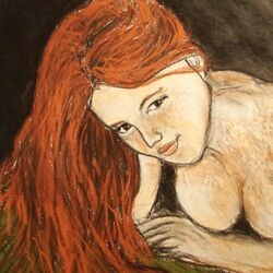 1girls big_breasts breasts crayon_(artwork) eyelashes eyes female female_only freckles freckles_on_face hair harry_potter lily_evans lips long_hair looking_at_viewer lying melousina nude nude_female nudity on_side open_eyes red_hair solo tagme traditional_media_(artwork)