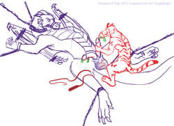 1boy 1girls 2013 anthro anthro_on_feral askatrash balls ballsack blood bondage cock_and_ball_torture diphallia diphallism dragon female feral feral_on_anthro furry genital_piercing hemipenes humanoid_penis male multi_penis no_humans pain penis penis_piercing piercing prince_albert_piercing scar scrotum semi-erect smooth_penis straight sueanoi swollen testicles western wings wounded