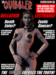 1girls armwear bbracelet bellatrix_lestrange black_background brown_hair eyes female female_only green_eyes hair hand_on_hip harry_potter light-skinned_female light_skin long_hair looking_at_viewer magazine magazine_cover magic_user necklace neckwear nudity open_eyes panties parted_lips partially_clothed pasties pose quibbler simple_background skimpy solo standing tagme teeth text thin_waist underwear vein witch