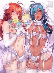 2boys 3boys adoptive_siblings aether_(genshin_impact) ambush_(trap) azuma10270724 ball_bulge balls balls_in_panties balls_under_clothes bridal_lingerie bride crossdressing diluc_(genshin_impact) erection femboy feminine_male frottage garter_straps gay genshin_impact girly gloves incest kaeya_(genshin_impact) lingerie male male_bride male_only male_with_breasts moobs navel panties panty_bulge penis penis_out sissy slight_blush toned trap trap_bride wedding_lingerie wedding_ring wedding_veil yaoi