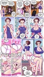 1boy 2girls ass_expansion breast_expansion brown_hair cleavage comic english_text female gender_transformation hourglass_figure huge_breasts male mtf_transformation nipple_bulge penis rule_63 short_hair text thetransformistress transformation wholesome willing_transformation