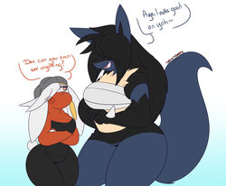 2girls ass beanie breasts dee(dewwydartz) dewwydarts dewwydartz eva(dewwydartz) female furry lucario pokemon pokemon_(species) raboot taller_female thick_thighs wide_hips