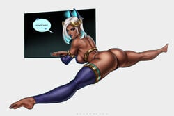 1girls ass barefoot big_ass dandon_fuga dark-skinned_female dark_skin feet female female_only neema_(dandon_fuga) original solo splits spread_legs thick_thighs wide_hips