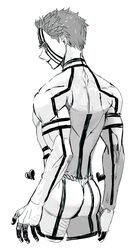akaza_(kimetsu_no_yaiba) ass body_markings demon_slayer fundoshi kimetsu_no_yaiba looking_back male male_only muscular muscular_male solo umaidkzkwk