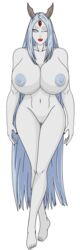 1girls big_breasts breasts dragexd female milf mother naked naruto naruto_(series) naruto_shippuden nipples nude nude_female otsutsuki_kaguya red_lipstick sharingan solo solo_focus toes white_hair wide_hips