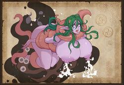 big_breasts female green_hair huge_breasts l_axe lactation milk milk_squirt milking night_elf world_of_warcraft