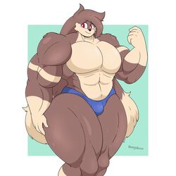 bulge fur ike_(eikasianspire) male male_only muscles muscular_male omegabrawl rabbit thick_thighs thong wide_hips