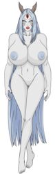 1girls big_breasts breasts dragexd female milf mother naked naruto naruto_(series) naruto_shippuden nipples nude nude_female otsutsuki_kaguya red_lipstick sharingan solo solo_focus toes white_hair wide_hips