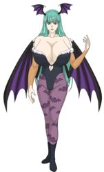 1girls big_breasts breasts clothing darkstalkers dragexd female large_breasts long_hair morrigan_aensland naked succubus voluptuous wings