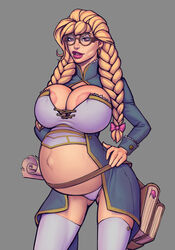 1girls areolae big_belly boobsgames breasts cum_inflation female female_only huge_breasts juliet_(warlock_and_boobs) pregnant solo warlock_and_boobs