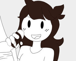 bluejr blush brown_hair censored hairjob handjob jaiden jaiden_animations jaidenanimations penis pixelated_penis youtube youtuber