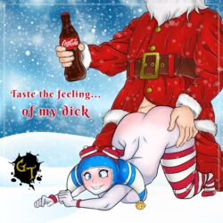 alternate_version_available big_ass big_thighs blue_eyes coca-cola coke coke-bottle_glasses doggy_style duo fat_man goldennthorn hat larger_male mery mery_(pepsi) mery_(wiwichu) nude_female partial_male penetration pepsi pepsi_chan pepsiwoman pleasure_face santa_claus stockings thighhighs thighs white_skin wiwichus