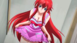 animated animated_gif apron artist_request big_breasts blue_eyes bouncing_breasts demon_girl female high_school_dxd large_breasts long_hair looking_at_viewer naked_apron red_hair rias_gremory screencap screenshot smile solo tnk_(company) very_long_hair