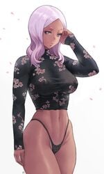 +_+ 1girls belly big_breasts black_panties black_top black_topwear breasts en'en_no_shouboutai enen_no_shouboutai female female_focus female_only fire_force highleg long_hair long_sleeves navel panties pink_hair princess_hibana see-through solo solo_female solo_focus tan-skinned_female tanned_body thick_thighs thighs top topwear unusual_pupils zefra_bleu