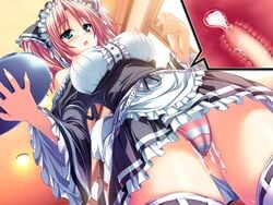 1girls censored clothed cum cum_in_panties cum_in_pussy cum_in_uterus cum_inside cum_plugged cum_wearing cum_wearing_(panties) dress fully_clothed game_cg henshin_3 large_breasts maid maid_uniform may-be_soft mosaic_censoring panties remote_transfer skirt striped_panties thighhighs upskirt vaginal_penetration x-ray