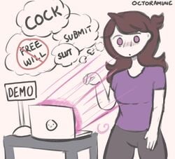 1girls brainwashing brown_hair comic hypnosis jaiden jaiden_animations jaidenanimations mind_break mind_control mob_face octoramune sequence youtube youtuber