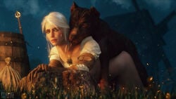 1animal 3d canine cd_projekt_red ciri from_behind green_eyes looking_at_viewer scar the_witcher_(series) the_witcher_3:_wild_hunt white_hair witcherres zoophilia