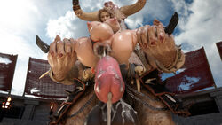 1boy 1girls amazon_(dragon's_crown) arena ass belly belly_inflation big_ass big_breasts blonde_hair breasts cum_in_pussy cum_inflation cumflated_belly cumflation dragon's_crown female huge_cock icedev large_breasts male minotaur monster muscular muscular_female penis pussy rape reverse_suspended_congress size_difference stomach_bulge stomach_deformation tattoo vaginal_penetration vanillaware