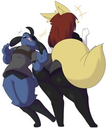 ass braixen bubble_butt butt_bump dew(dewwydartz) dewwydarts dewwydartz female furry maddie(dewwydartz) male pokémon_(species) pokemon pokemon_(species) riolu thick_thighs wide_hips