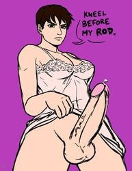 1futa 2013 balls colored_sketch dc dc_comics dc_extended_universe faora_hu-ul futa_only futanari intersex kryptonian man_of_steel megasweet penis precum purple_background skirt_lift solo superman_(series) testicles