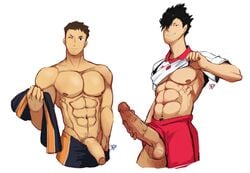 2boys balls beefy big_penis cocky daddy flaccid fraternity grabbing_penis haikyuu!! hairy_legs kuroo_tetsurou lad lilprincyvi male male_focus male_only manly muscles muscular muscular_male pants_down partially_clothed penis pubes pubic_hair sawamura_daichi semi-erect shirt_lift shirt_up tagme testicles veiny_penis