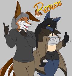 breasts dee(dewwydartz) dewwydarts dewwydartz female fox furry jacket lucario pokemon pokemon_(species) recktyromania thick_thighs wide_hips