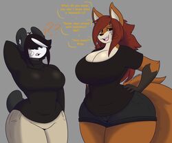 2girls ? ass breasts dewwydartz female fox furry maddie(dewwydartz) mai_(dewwydartz) panda thick_thighs wide_hips