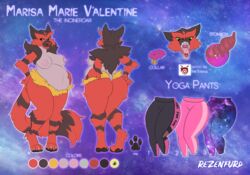 2020 ass breasts collar digestion feline female front_view galaxy goo homunculus incineroar leggings marisa_marie_valentine_(ubgoodragoo) maw mawshot nipples open_mouth paw pokemon rear_view reference_sheet rezenfurd tattoo tongue_out vore yoga_pants