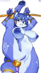 1girls anal_insertion anal_object_insertion animal_ears anthro areolae arms_up ass bad_id bad_twitter_id big_breasts blue_areola blue_fur blue_hair blue_nipples blue_nose blush breasts canid canine canis clenched_teeth eyebrows fangs female female_only fox fox_ears fur furry furry_only hips huge_breasts krokobyaka krystal large_areolae leg_lift midriff navel nintendo nipples no_humans nude nude_female one_leg_up paws pussy sex_toy solo solo_female star_fox tail thick_thighs thighs tribal_markings video_games white_background wide_hips year_request