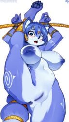 1girls 2021 absurd_res animal_ears anthro anus areolae arms_up ass bad_id bad_twitter_id big_breasts blue_areola blue_fur blue_hair blue_nipples blue_nose blush breasts canid canine canis eyebrows fangs female female_focus female_only fox fox_ears fur furry furry_only hi_res hips huge_breasts krokobyaka krystal krystal's_staff large_areolae leg_lift looking_at_viewer midriff multicolored_fur naked navel nintendo nipples no_humans nude nude_female one_leg_up open_mouth paws pussy solo solo_female solo_focus staff star_fox tail thick_thighs thighs tribal_markings video_games weapon white_background wide_hips year_request